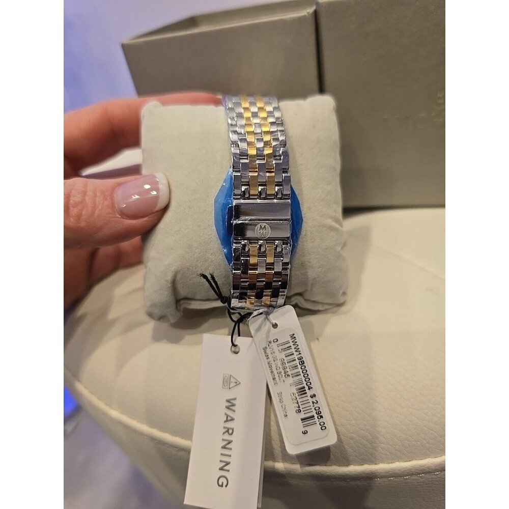 NEW MICHELE RELEVE MOP DIAMOND DIAL GOLD TWO TONE WATCH MWW19B000004 NEW In BOX - Picture 8 of 11